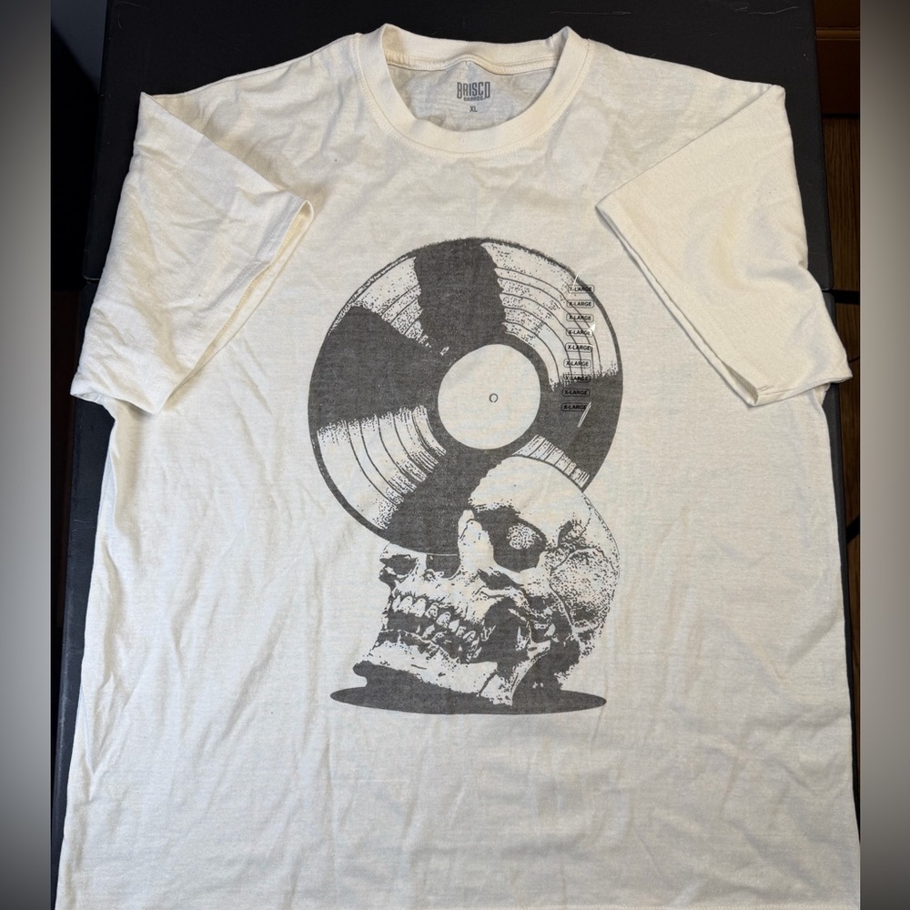 Graphic Skull and Vinyl Cream T-Shirt
